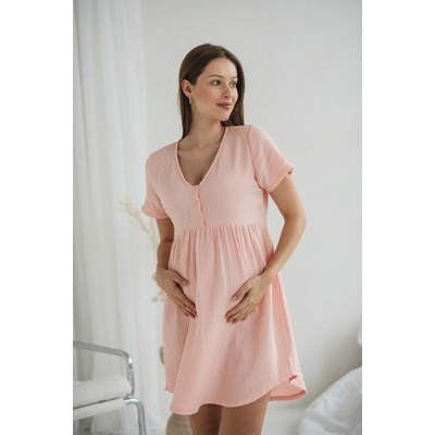 Tehotenská mušelínová nočná košeľa Aurora Sweet Pink
