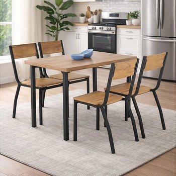 ЕВРОМАР Комплект маса и четири стола milton натурално / черно