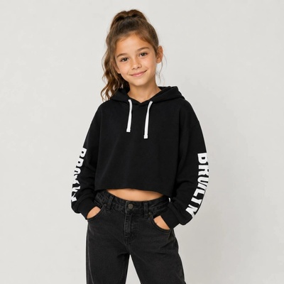 Winkiki Kids Wear Dívčí zkrácená mikina s kapucí Brooklyn černá