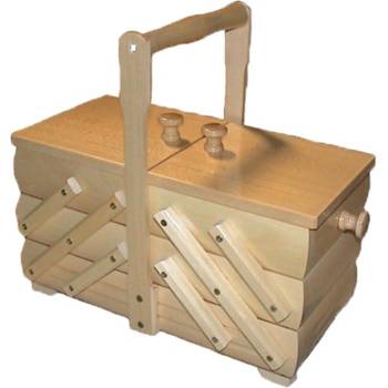 Kazeta na šití, dřevěný košík na šicí potřeby rozkládací malý 0960005