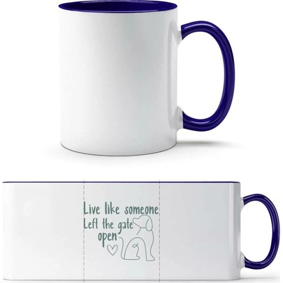 PrintEQ TTH Dvoubarevný Hrnek Design s motivem psa Bílá Kobaltová Modř Standard Dárky 250 ml