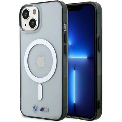 BMW Кейс BMW BMHMP14SHCRS за iPhone 14 6.1", прозрачен, твърд, Silver Ring MagSafe (3666339122348)