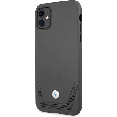 BMW Signature Leather Lower Stripe Leather Case - кожен кейс (естествена кожа) за iPhone 11 (черен)