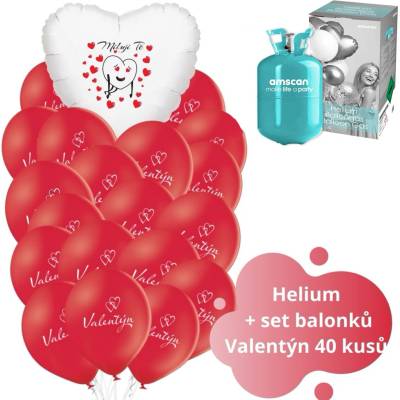 balonky.cz Helium 50 set srdíčko Miluji Tě + balónky Valentýn