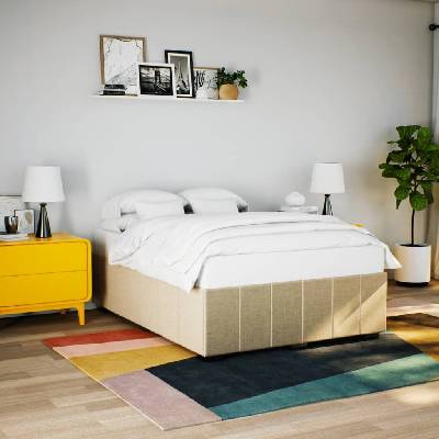 vidaXL Rám postele bez matrace krémová textil