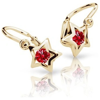 Cutie Jewellery detské zlaté náušnice hviezdičky C1942Z-Ruby Dark