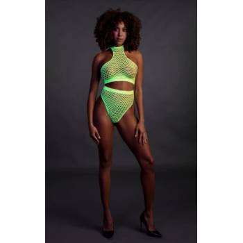 Le Desir Мрежест комплект от 2 части Ouch! Glow неоново зелено