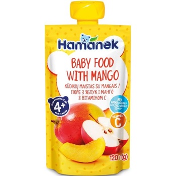 Hamanek пауч ябълка и манго 4м+ -120 г
