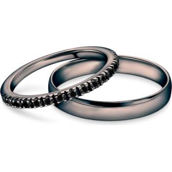 SAVICKI Брачни халки The Light: черно злато, черни диаманти, полукръгли, 1, 5 мм и 3, 5 мм