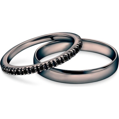 SAVICKI Брачни халки The Light: черно злато, черни диаманти, полукръгли, 1, 5 мм и 3, 5 мм