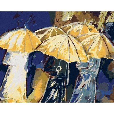 Zuty Malování Podle Čísel Lidé Se Zlatými Deštníky 80 x 100 cm Plátno Rám