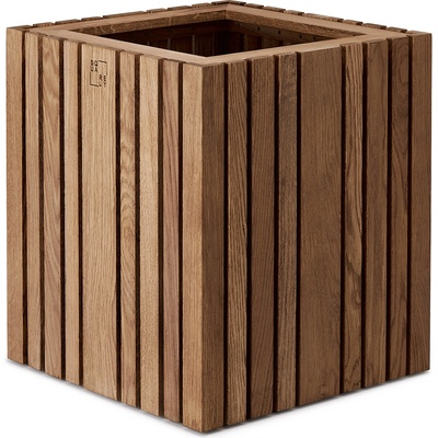 SQUARELY Самонаторяваща се саксия за цветя GrowBIG тъмен дъб (104-4A3)