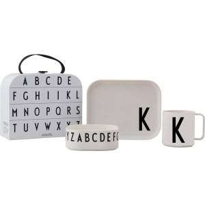 Design Letters Детски комплект за хранене от 3 части с калъф Classics K A-Z - Design Letters (20201500K)