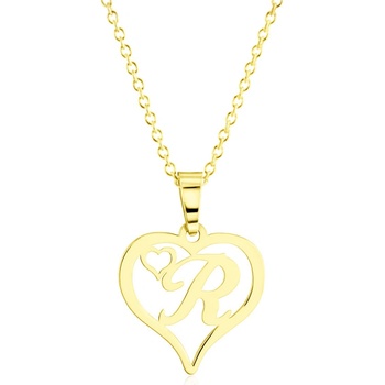 Gemmax Zlatý řetízek s písmenkem R - srdíčko GLSYN-00751-36261