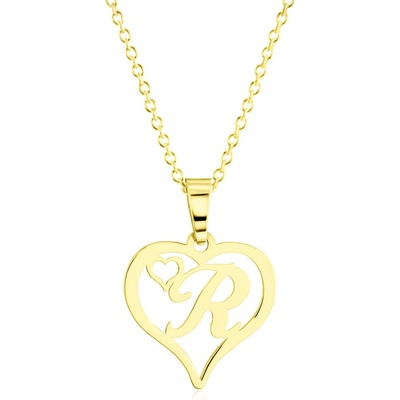 Gemmax Zlatý řetízek s písmenkem R - srdíčko GLSYN-00751-36261