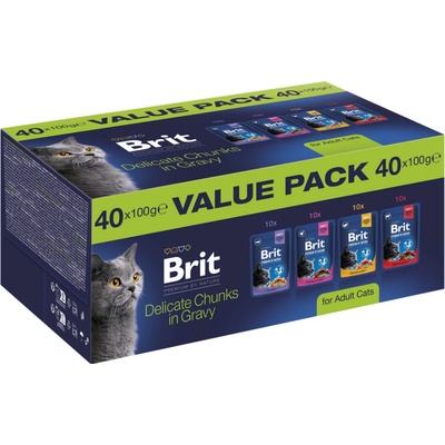 Brit Premium by Nature Cat Value Pack pre dospelé mačky 40x100 g