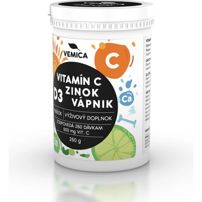 Vemica Vitamín C + D3 + Zn + Ca prášok 250 g