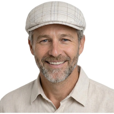 Fiebig Headwear since 1903 pánská letní bekovka bavlna a len béžová – Zboží Dáma