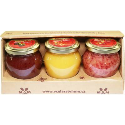 Včelařství M+M medové krémy ostružina rakytník višeň 3 x 250 g