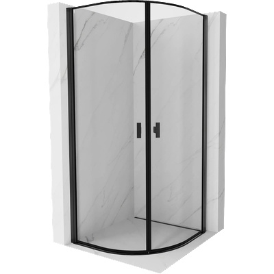 Mexen Mist полукръгла душ кабина със сгъваеми врати 80 x 80 см, черна рамка, черен - 8A31-080-080-70-70 (8A31-080-080-70-70)