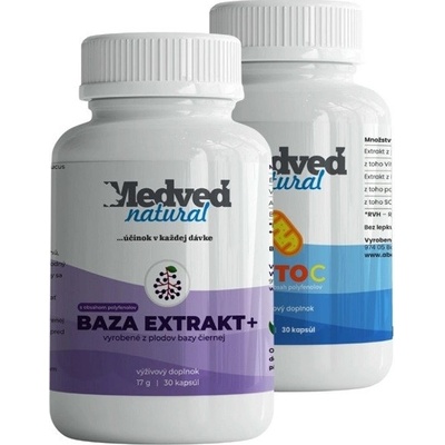 Medveď Natural Mito C 30 kapsúl a Baza Extrakt+ 30 kapsúl