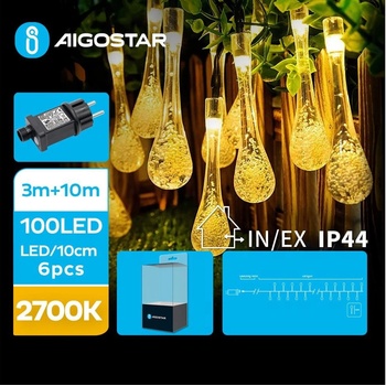 Aigostar LED Vonkajšia dekoratívna reťaz 100xLED 8 funkcií 13m IP44 teplá biela AI0472