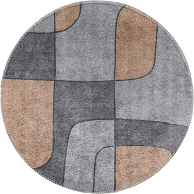 Vitaus Сив миещ се кръгъл килим ø 120 cm Yuvarlak - Vitaus (KRN-S6025-Yuvarlak-120x120)
