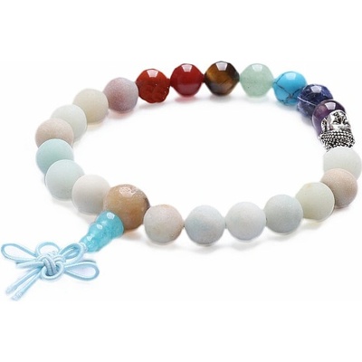 Nefertitis Amazonit Buddha mala čakrový náramek s hlavou Buddhy NF11131