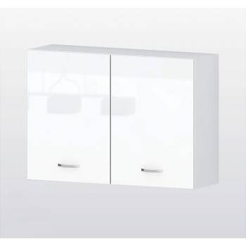 Голд - Аполо Горен кухненски шкаф с 2 врати и рафт Алис g28 100 см бял гланц