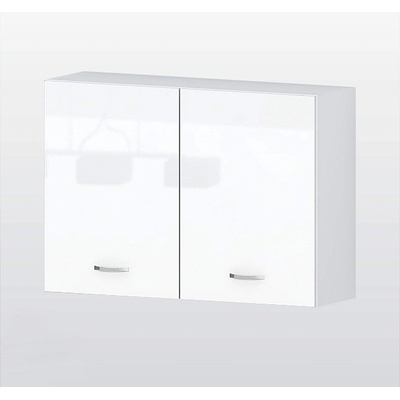 Голд - Аполо Горен кухненски шкаф с 2 врати и рафт Алис g28 100 см бял гланц