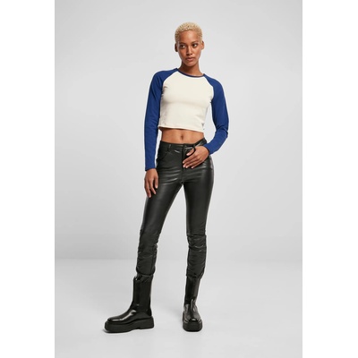 Urban Classics Дамска къса блуза с дълъг ръкав в синьо и бяло Urban Classics whitesand/spaceblueUB-TB5471-04015 - Бял, размер XS