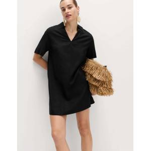 Marks & Spencer Мини рокля с лнен яка Marks & Spencer черен Marks & Spencer | Cheren | ЖЕНИ | 8