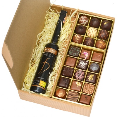 DP chocolate Darčekový box Pralinky 450 g & Destilát Marsen 100ml