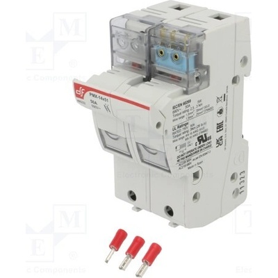 DF ELECTRIC 485222 Zásuvka; 14x51mm; na přípojnici DIN; 50A; 690VAC; Póly: 2; 750VDC