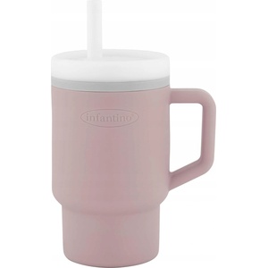Infantino Силиконова чаша със сламка Infantino - My 1st Tumbler, 270 ml, светлорозово (IN308066)