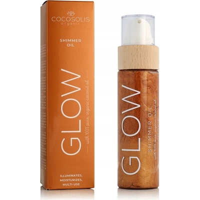 Cocosolis Glow Shimmer Oil přírodní rozjasňující a zvlhčující suchý olej s lesklými částicemi 110 ml
