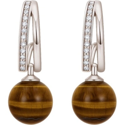 JAY Náušnice s tygřím okem Vesper stříbrné zapínání JAY-0174-20242733 hnědá