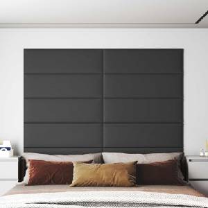 vidaXL Стенно табло за легло 12 бр. 90 x 30 cm Сив текстил (4008371)