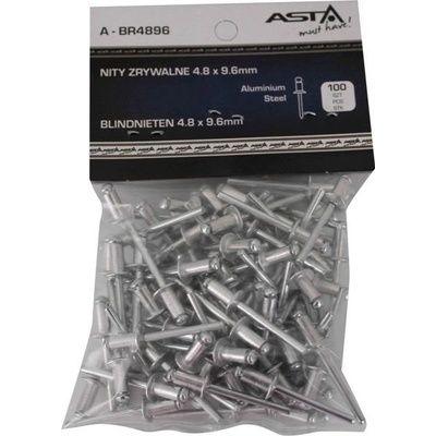 ASTA A-BR4896 Trhací nýty hliník-ocel, 4,8 x 9,6 mm, s plochou hlavou, sada 100 ks – Zboží Dáma