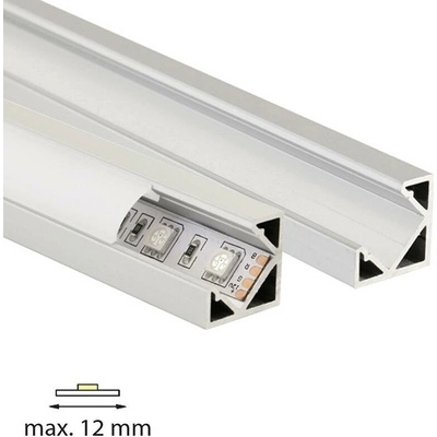 ML-761.054.02.2 Rohový hliníkový profil RT, 19x19 mm, včetně mléčného difuzoru, 2 m