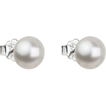 Evolution Group strieborné náušnice pecka s perlou Swarovski bílé kulaté 31142.1