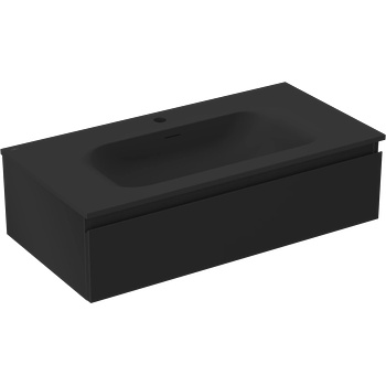 Mexen Orio шкаф за баня 90 см с мивка Vela, 1 чекмедже, черен мат - 91A10-09023-1-BF71-W23M71 (91A10-09023-1-BF71-W23M71)