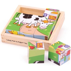 Bigjigs Toys Картинни кубчета кубуси Животни 9 кубчета (BJ536)