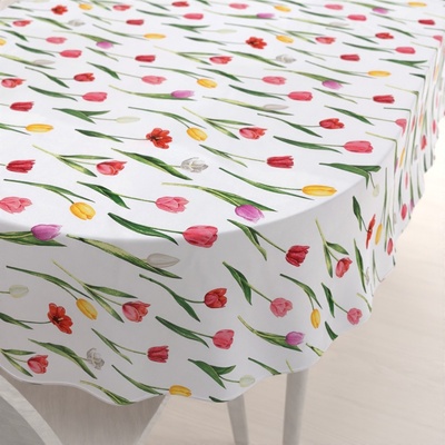 Biante bavlna oválný ubrus Sandra SA-506 Tulipány na bílém 100x140cm