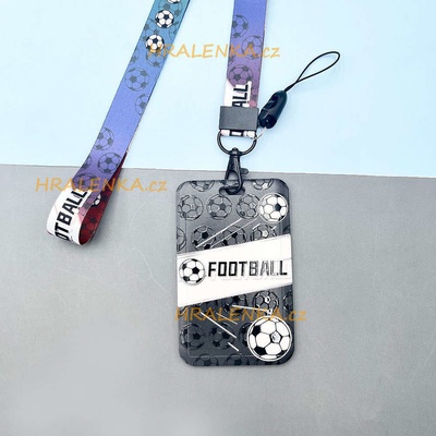 Šňůrka na krk 22505 s cedulkou černá Fotbal