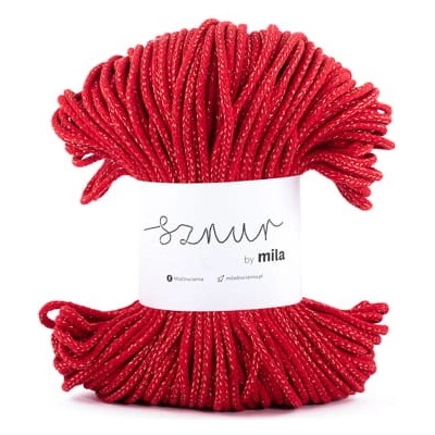 Bavlněná šňůra MILA GLITTER 5mm - Červená zlatá/PG113 – Zboží Dáma
