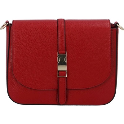 Vera Pelle stylová dámská crossbody kabelka s ozdobou MF 5710 d.red scuro červená