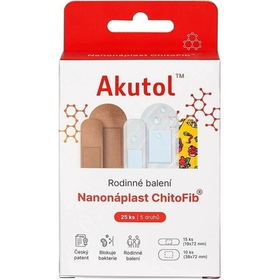 AKUTOL Nanonáplast ChitoFib Rodinné balení 25 ks