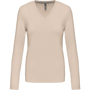 Kariban V-NECK K382 / Дамска тениска с дълъг ръкав - светло пясъчно XXXL (20K382r7813)
