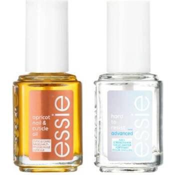 Essie Mani Rescue Hydrate & Strengthen подаръчен комплект: грижовно масло за нокти Apricot Nail & Cuticle Oil 13, 5 ml + заздравител за нокти Hard To Resist Advanced Nail Strengthener 13, 5 ml